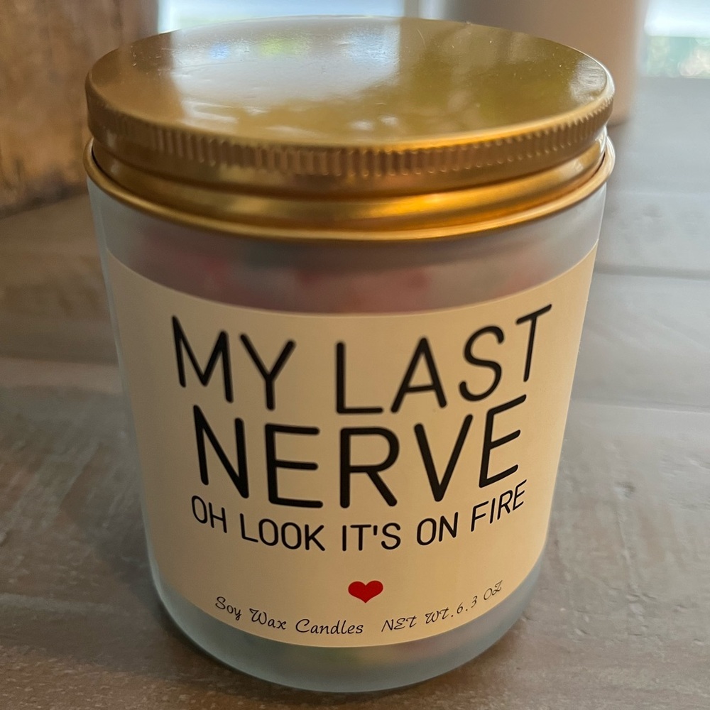 My Last Nerve, Oh Look It’s On Fire Soy Wax Candle with Gold Lid - Picture 5 of 8